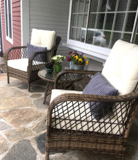 Outdoor Patio Furniture Armchair Set Glass Coffee Table Lounge Chairs