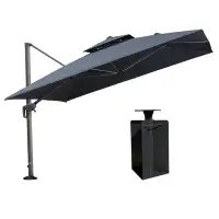 Arlmont & Co. Manhattan 11' Square Cantilever Umbrella with Crank Lift Counter Weights Included