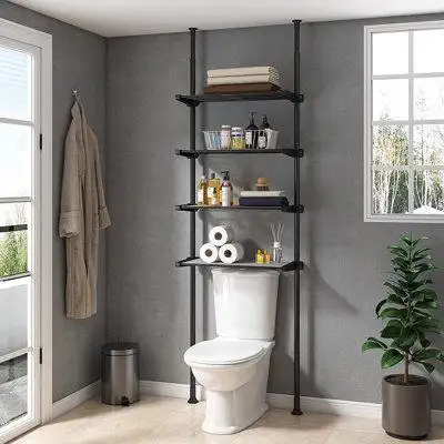 Rebrilliant Bathroom Organizer, Over The Toilet Storage, 4-Tier Adjustable Shelves For Small Room, Saver Space, 92 To 11