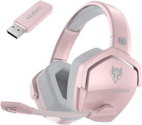 NUBWO G06 Wireless Gaming Headset for PS5, PS4, PC Games, 2.4GHz, Pink