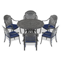 Canora Grey Shanese Round 6 - Person 47.24" Long Dining Set with Cushions