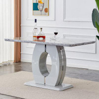 Ivy Bronx Modern Simple And Luxurious Grey Imitation Marble Grain Dining Table Rectangular Office Table.Computer Table