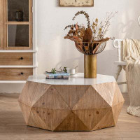 Loon Peak 38"Three-dimensional Embossed Pattern Design American Retro Style Coffee Table