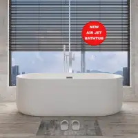 Bristol-Air-Jet - 67x31 Deluxe Freestanding Acrylic Bathtub with Center Drain &amp; 8 Air Jets BSQ
