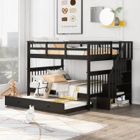 Harriet Bee Espresso Full Over Full Bunk Bed With Twin Size Trundle