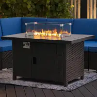 Latitude Run® Damera 24.2'' H x 46'' W Aluminum Propane Outdoor Fire Pit Table with Lid