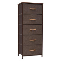 Rebrilliant Slim 5-Drawer Fabric Chest - Brown, Stylish And Versatile Storage For Bedroom