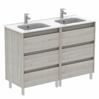 Orren Ellis Sansa 48 inches Modern Standing Bathroom Vanity 3 Drawer grey with double basin