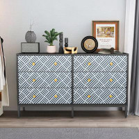 Mercer41 55.2 Inch 6 Dresser For Bedroom With 6 Drawers, Double Wide Chest Of Drawers