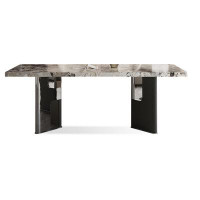 Fit and Touch 94.49" Picture Colour Rectangular Slate Dining Table