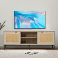 Bay Isle Home™ Classic design Storage TV Stand with one shelves and two Rattan Doors for Living room