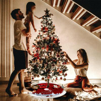 ToccoLeggero Christmas Tree Skirt Red Xmas Tree Ornaments For White Soft Plush Christmas Tree Skirt With Snowy Pattern F