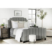 Everly Quinn Upholstered Queen Bed In Light Grey