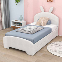 Zoomie Kids Twin Size Upholstered Platform Bed with Twin Size Trundle