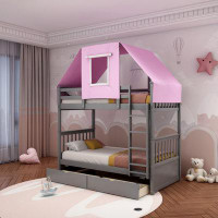 Harper Orchard Karmen Kids Twin Over Twin Bunk Bed with Drawers
