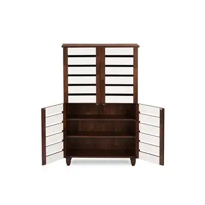 Wildon Home® Lefancy  Gisela Oak and White 2-tone Shoe Cabinet With 4 Door