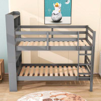 Harriet Bee Bedirhan Kids Wood Bunk Bed with Storage Shelves