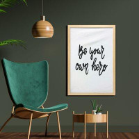 East Urban Home Ambesonne Girl Slogan Wall Art With Frame, Be Your Own Hero Inspirational And Strengthening Self Righteo