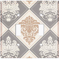 WorldAcc Metal Light Switch Plate Outlet Cover (Damask Diamond Tan Two Tone - Double Toggle)