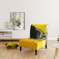 East Urban Home Yellow, White and Black Marbled Acrylic - Modern Upholstered Slipper Chair