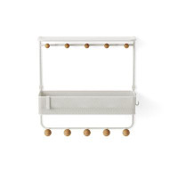 Umbra Estique 10 - Hook Wall Mounted Coat Rack with Storage in White/Brown