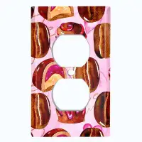 WorldAcc Metal Light Switch Plate Outlet Cover (Coffee Beans Candy Treat Pink - Single Duplex)