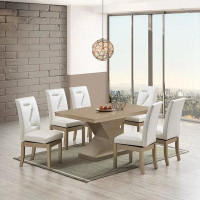 Ivy Bronx Contemporary Gold Dining Table Set with 6 - Swivel Chairs