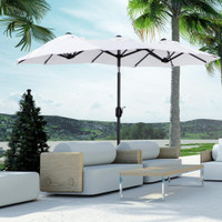 Double-sided Patio Umbrella 112.2" x 57.9" x 89.4" Cream White