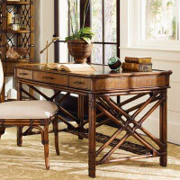 Tommy Bahama Home Bali Hai Solid Wood Desk with Hutch and Chair Set