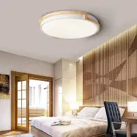 Latitude Run® Round Led Flush Mount Ceiling Light Fixtures Wood Ceiling Lamp 4500K White