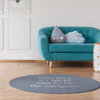 East Urban Home Handwritten Time Flies Quote Poly Chenille Rug