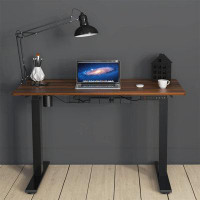 Inbox Zero Modern Cherry Electric Standing Desk, Adjustable Height, Scratch Resistant, Easy Assembly