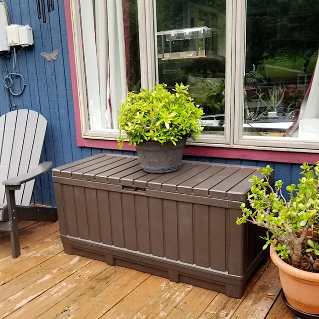 Outdoor Patio Furniture Deck Box Garden Bench Backyard Storage Table in Outdoor Tools & Storage