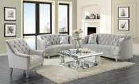 Avonlea Sloped Arm Upholstered or Velvet - 2 Pi Sofa & Loveseat Optional Chair - Comes in Grey