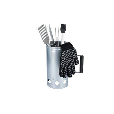 PitMaster King Pitmaster King Aluminized Steel Charcoal Chimney 6Pc Value Set With Spatula, Basting Brush, BBQ Fork, Ton in BBQs & Outdoor Cooking
