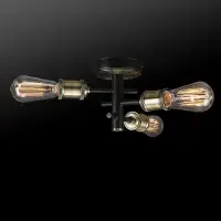 Corrigan Studio Shipka 3-Light Matte Black Flush Mount Light With Antique Brass Accents