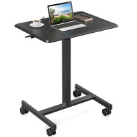 Inbox Zero Small Mobile Rolling Standing Desk Rolling Desk Laptop Computer Cart For Home
