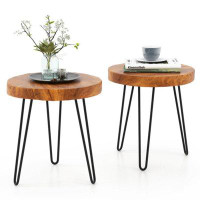 Millwood Pines Round Reclaimed Recycled Teak Wood End Table