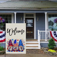 The Holiday Aisle® 4Th Of July Garden Flag Gnome Patriotic Welcome Outside Burlap Yard Flag Memorial Day Independence Da