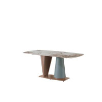 Everly Quinn 71"  Pandora Color Sintered Stone Dining Table With Cone Shape  Pedestal Base