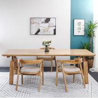 Corrigan Studio 4 - Person Burlywood Rectangular Solid Wood Dining Table Set