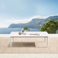 Latitude Run® Cayli Outdoor Patio Rectangular Dining Table In Snowy Sintered Stone And Porcelain Finish