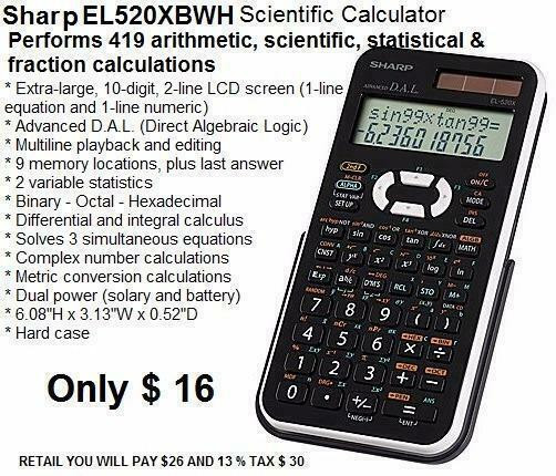NEW Sharp ELW535XBSL 4-Line Engineering Calculator Scientific Calculator 335 Functions in General Electronics in City of Toronto