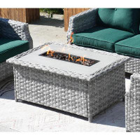 Red Barrel Studio Woodrum 16.93" H x 39.76" W Propane Outdoor Fire Pit Table
