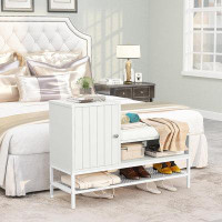 Rubbermaid Shoe Bench, Entryway Bench With Removable Padded Cushion And Cabinet, Modern Shoe Rack, Shoe Storage Bench Or