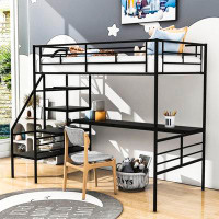 Isabelle & Max™ Aanisah Kids Twin Metal Loft Bed with Built-in Desk and Shelves