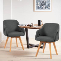 Corrigan Studio Fassett Swivel Linen Upholstered Back Side Chair
