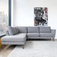 George Oliver Kylynn L Shape Grey Corner Sofa Right Facing