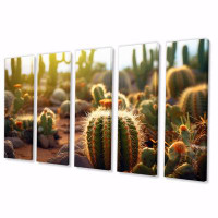 Dakota Fields Cactus Perfection Sunrise II - Floral Canvas Wall Art - 5 Equal Panels