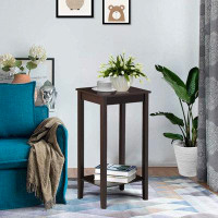 Wildon Home® 2-Tier Tall End Table with Storage Shelf and Solid Wood Legs